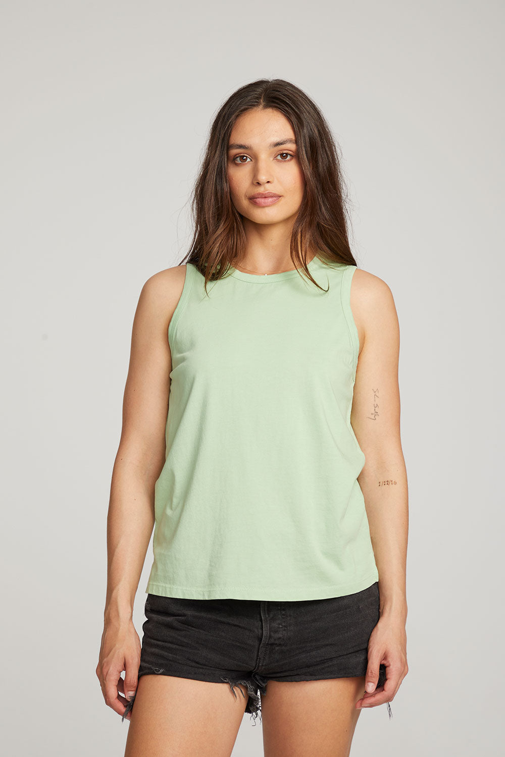 Basic Quiet Green Slit Tank WOMENS chaserbrand