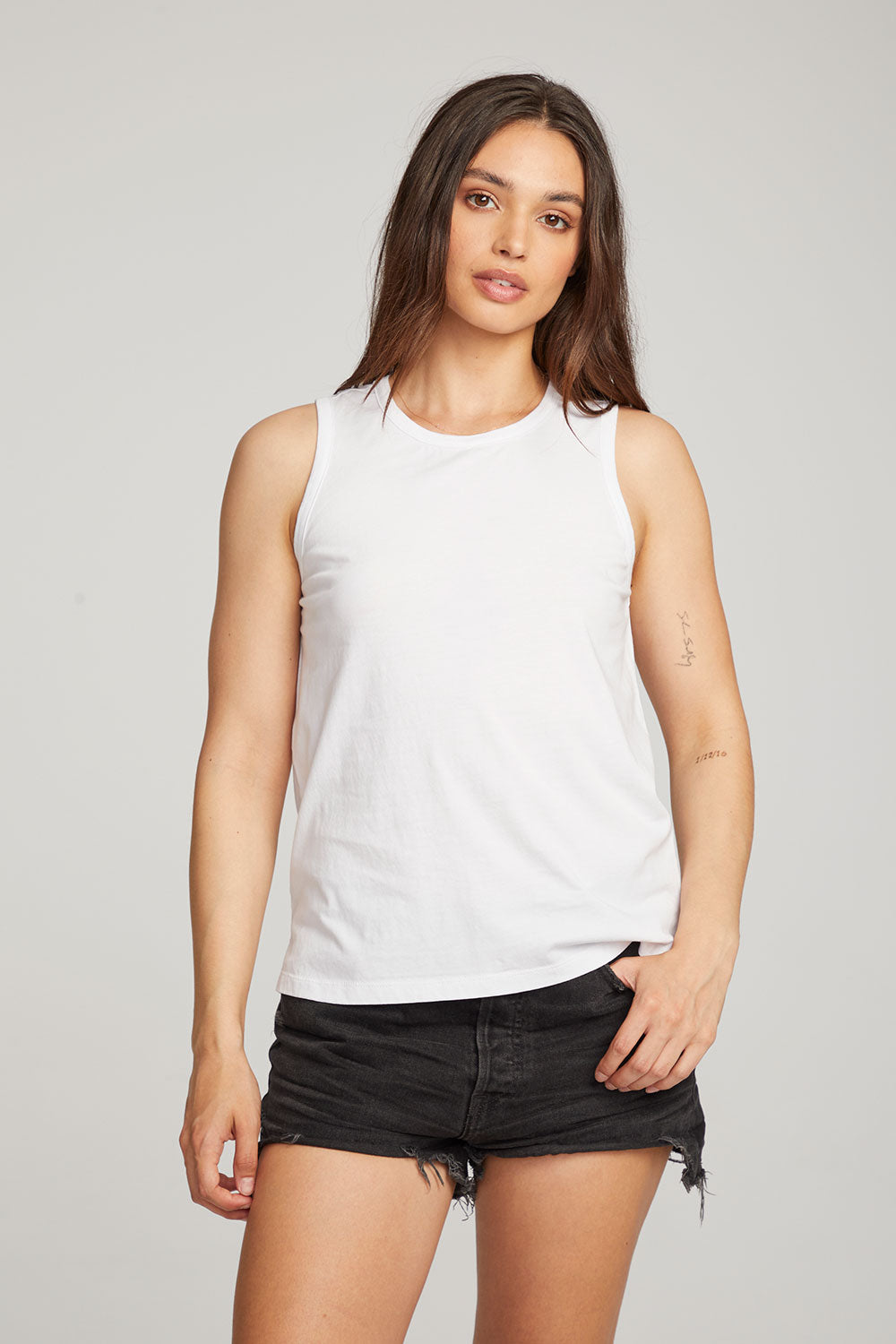 Basic White Slit Tank WOMENS chaserbrand