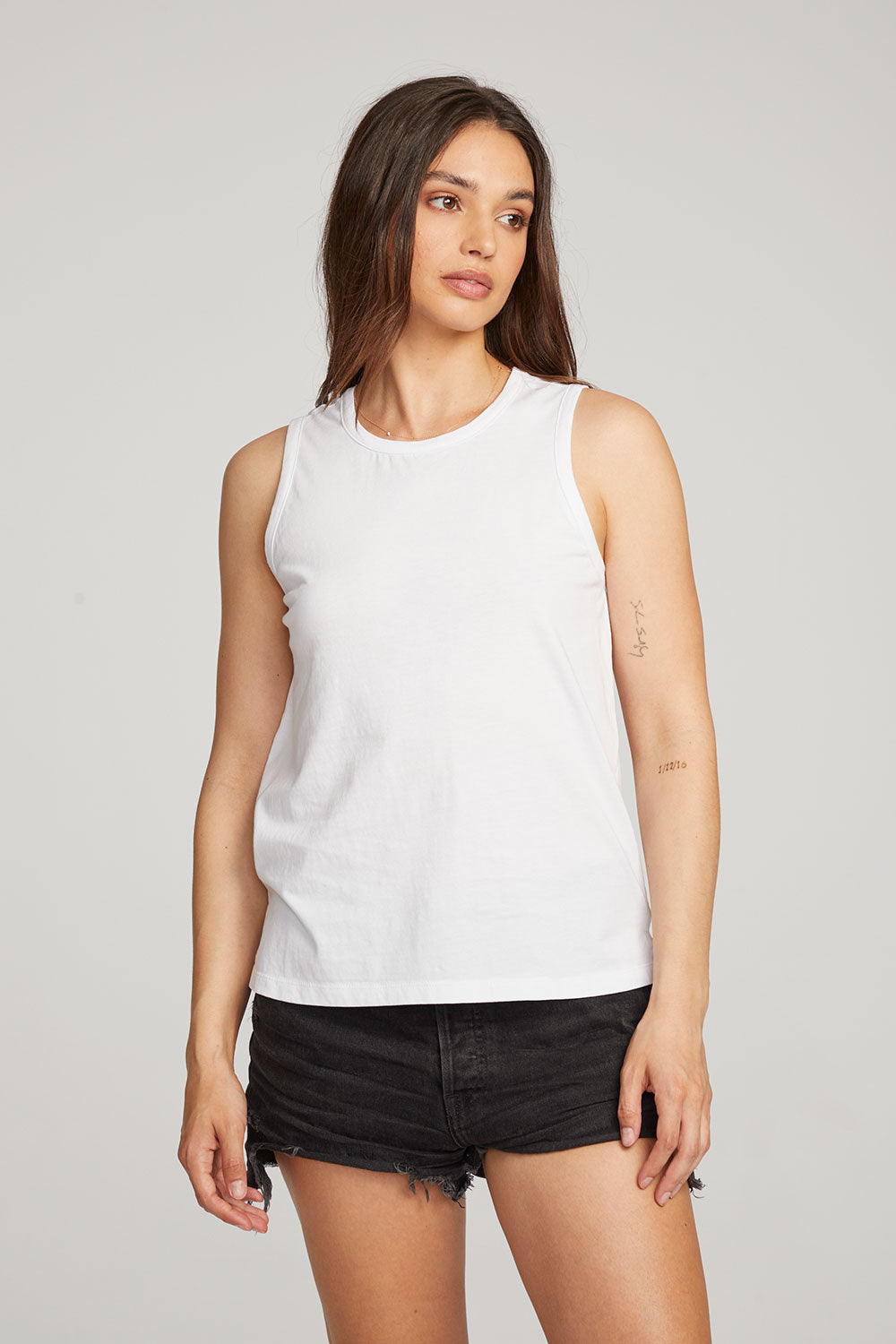 Basic White Slit Tank WOMENS chaserbrand