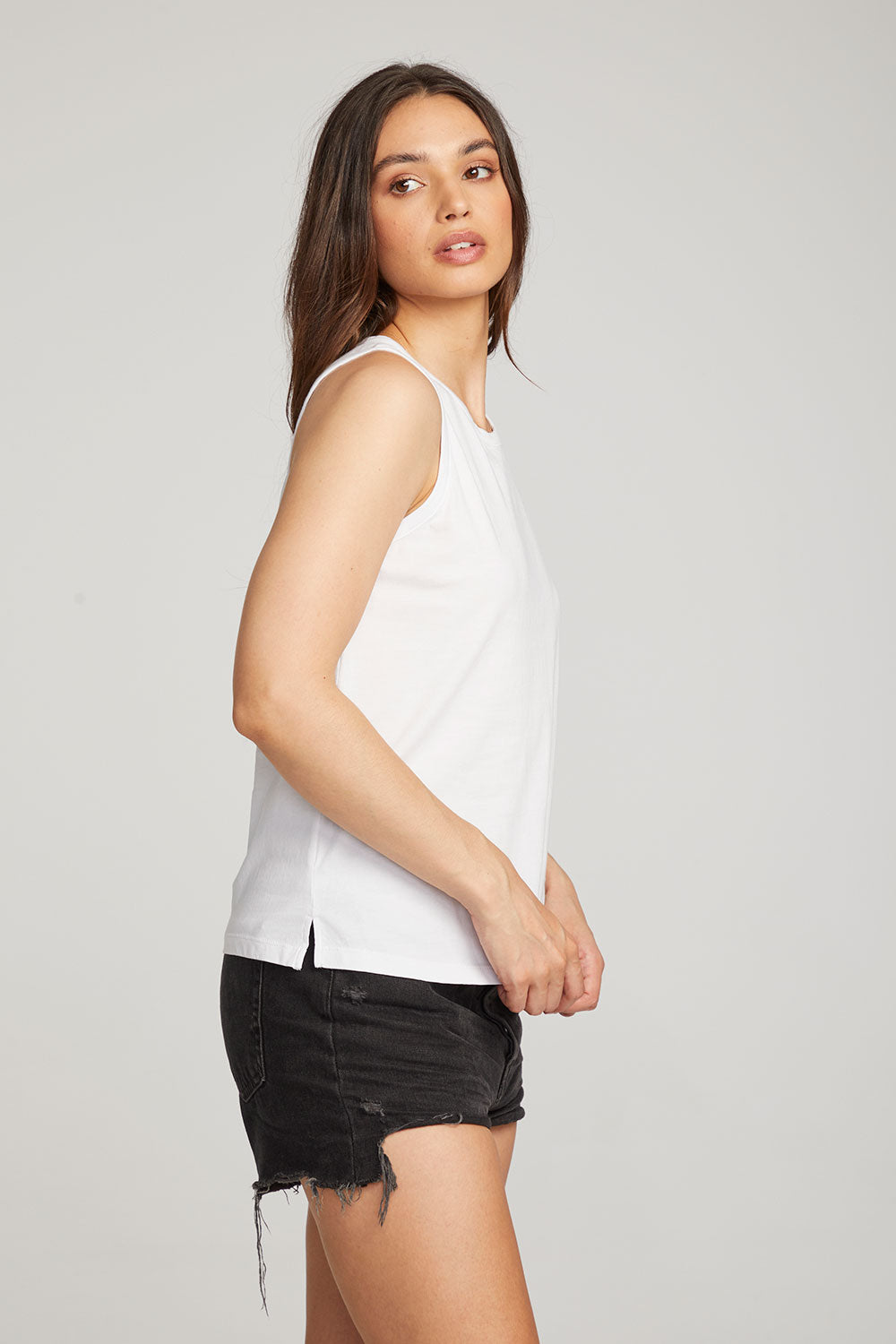 Basic White Slit Tank WOMENS chaserbrand