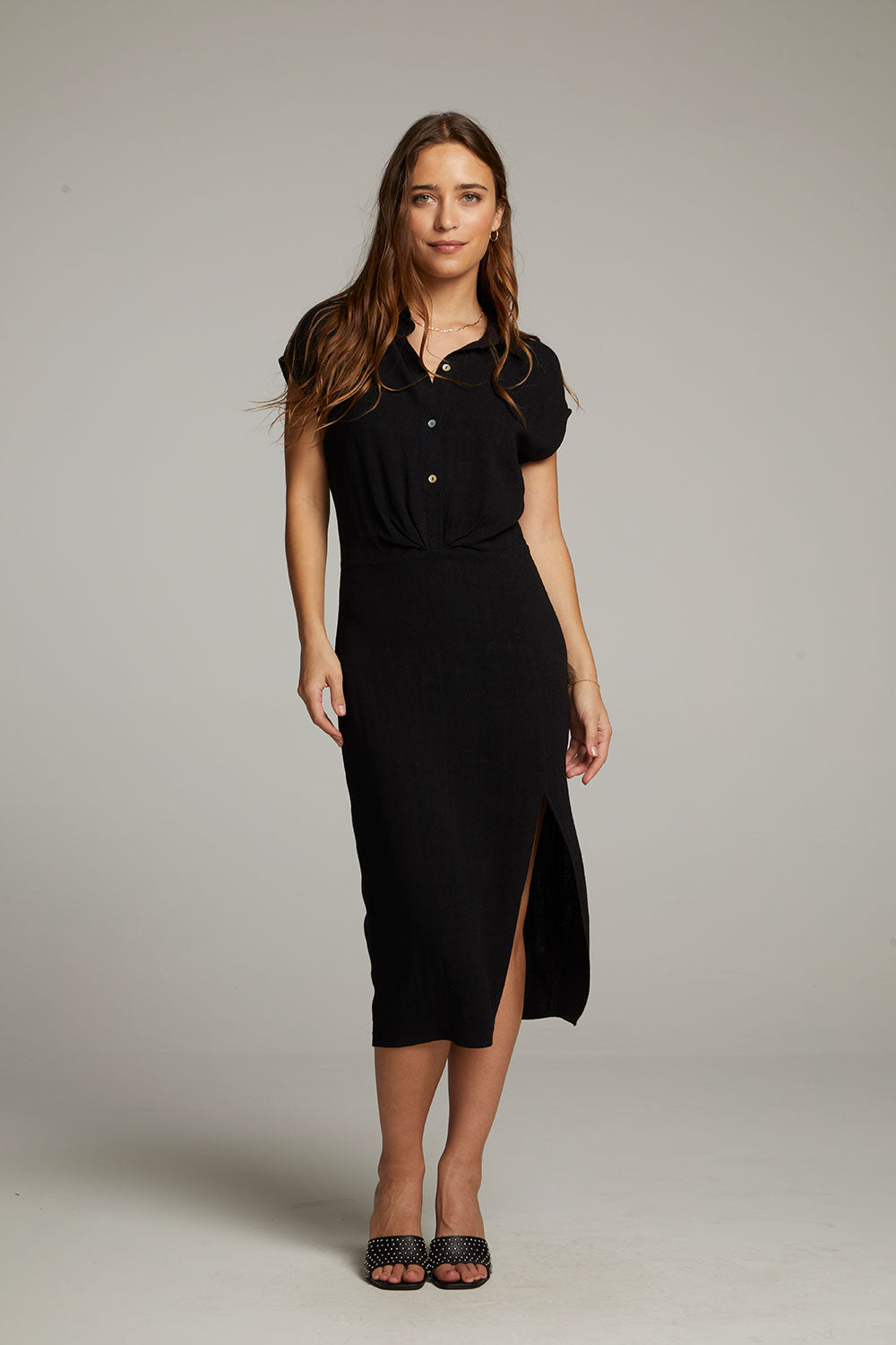 Atlantic True Black Midi Dress WOMENS chaserbrand