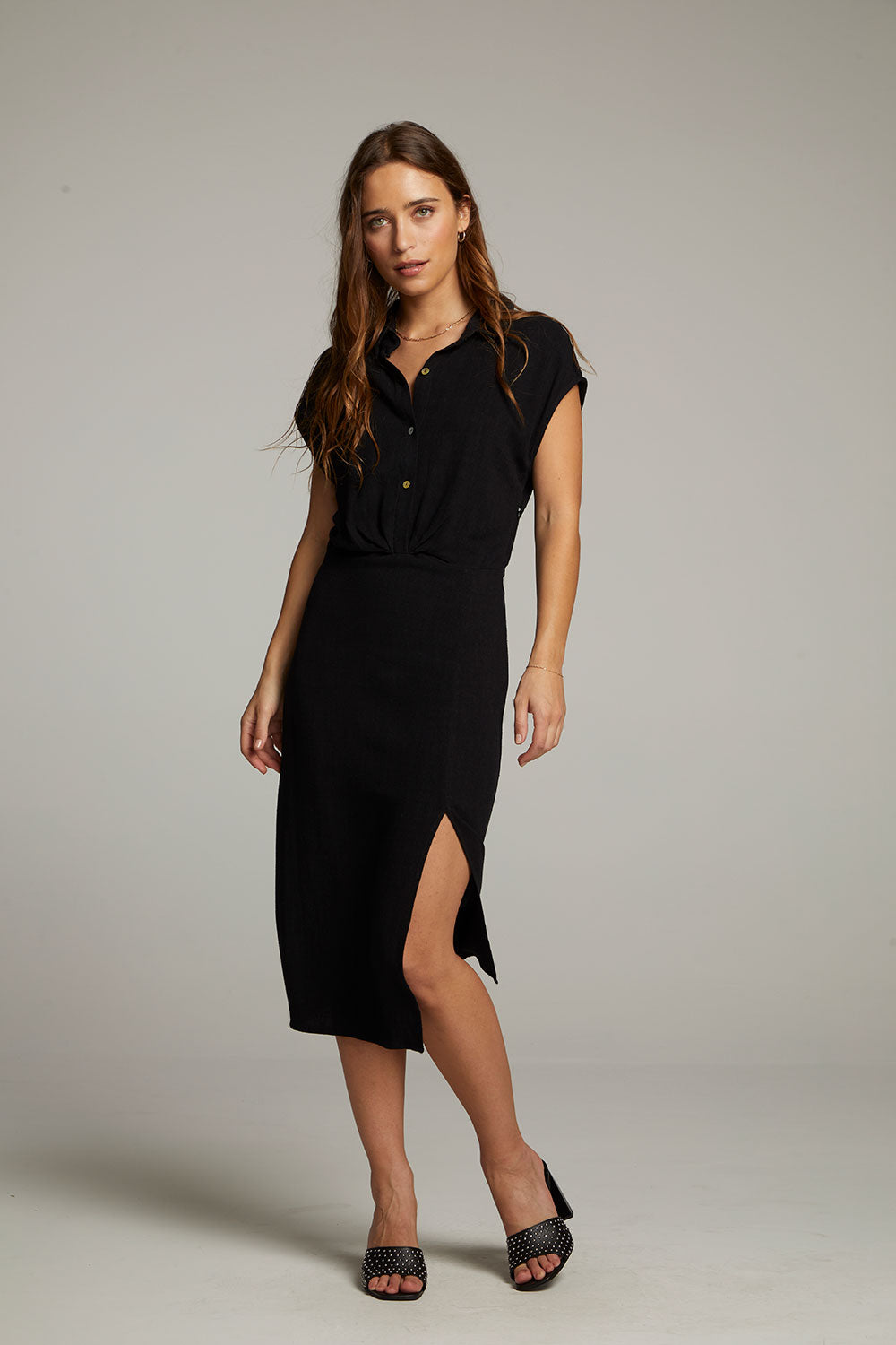 Atlantic True Black Midi Dress WOMENS chaserbrand
