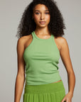 August Piquant Green Tank Top WOMENS chaserbrand