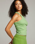 August Piquant Green Tank Top WOMENS chaserbrand