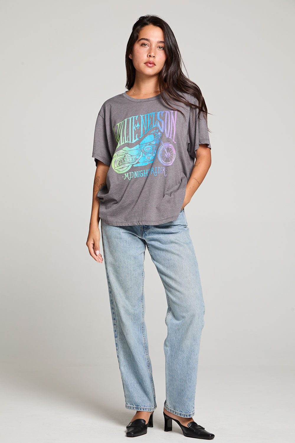 Willie Nelson Midnight Rider Gradient Tee WOMENS chaserbrand