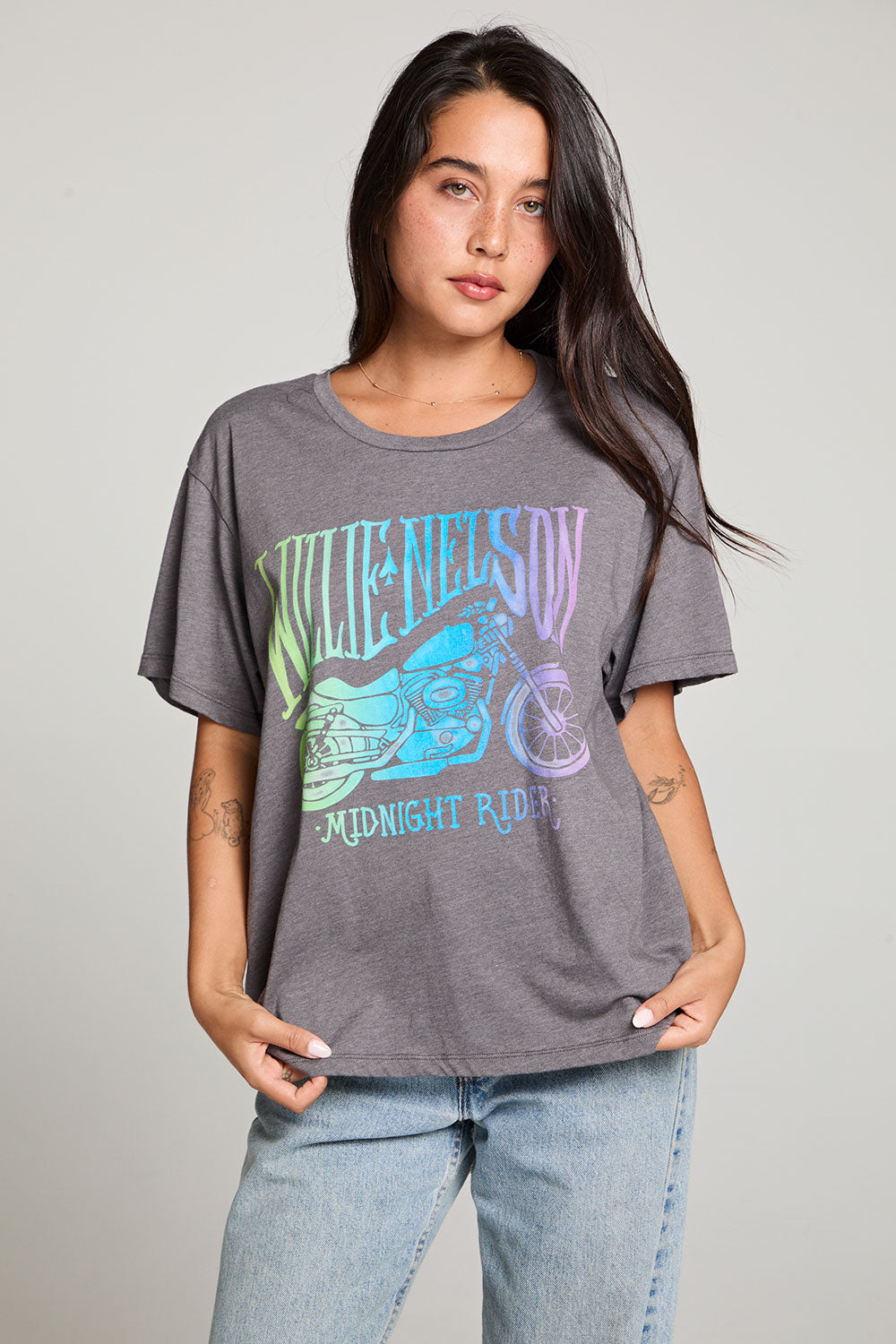 Willie Nelson Midnight Rider Gradient Tee WOMENS chaserbrand