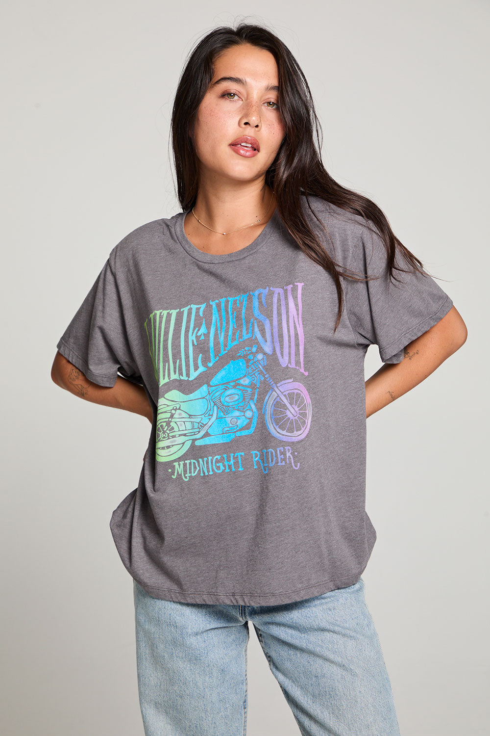 Willie Nelson Midnight Rider Gradient Tee WOMENS chaserbrand
