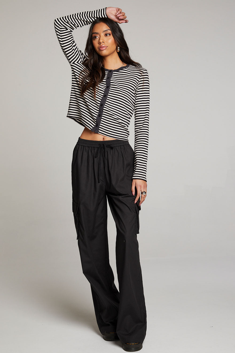Brady Punk Stripe Button Up Pullover WOMENS chaserbrand