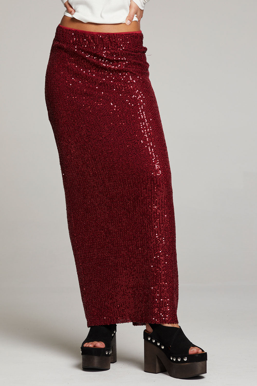 Amber Blood Red Midi Skirt WOMENS chaserbrand