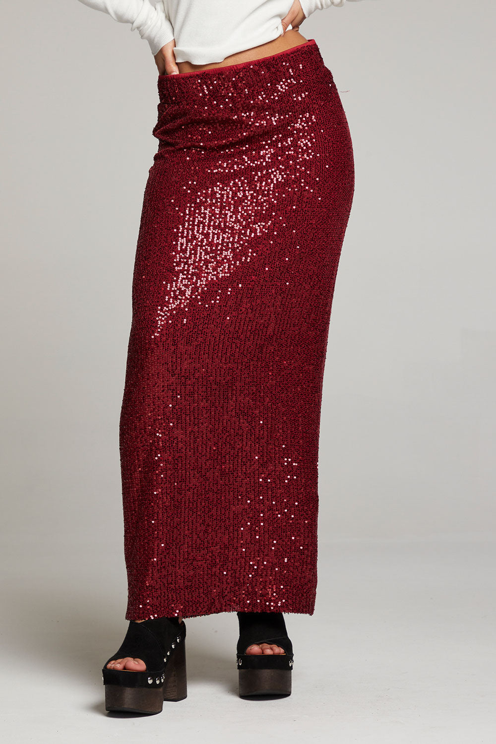 Amber Blood Red Midi Skirt WOMENS chaserbrand
