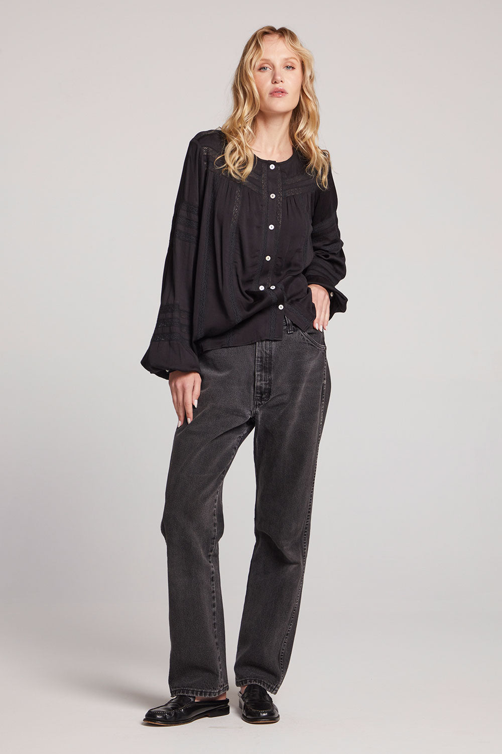Rozina Licorice Blouse Womens chaserbrand