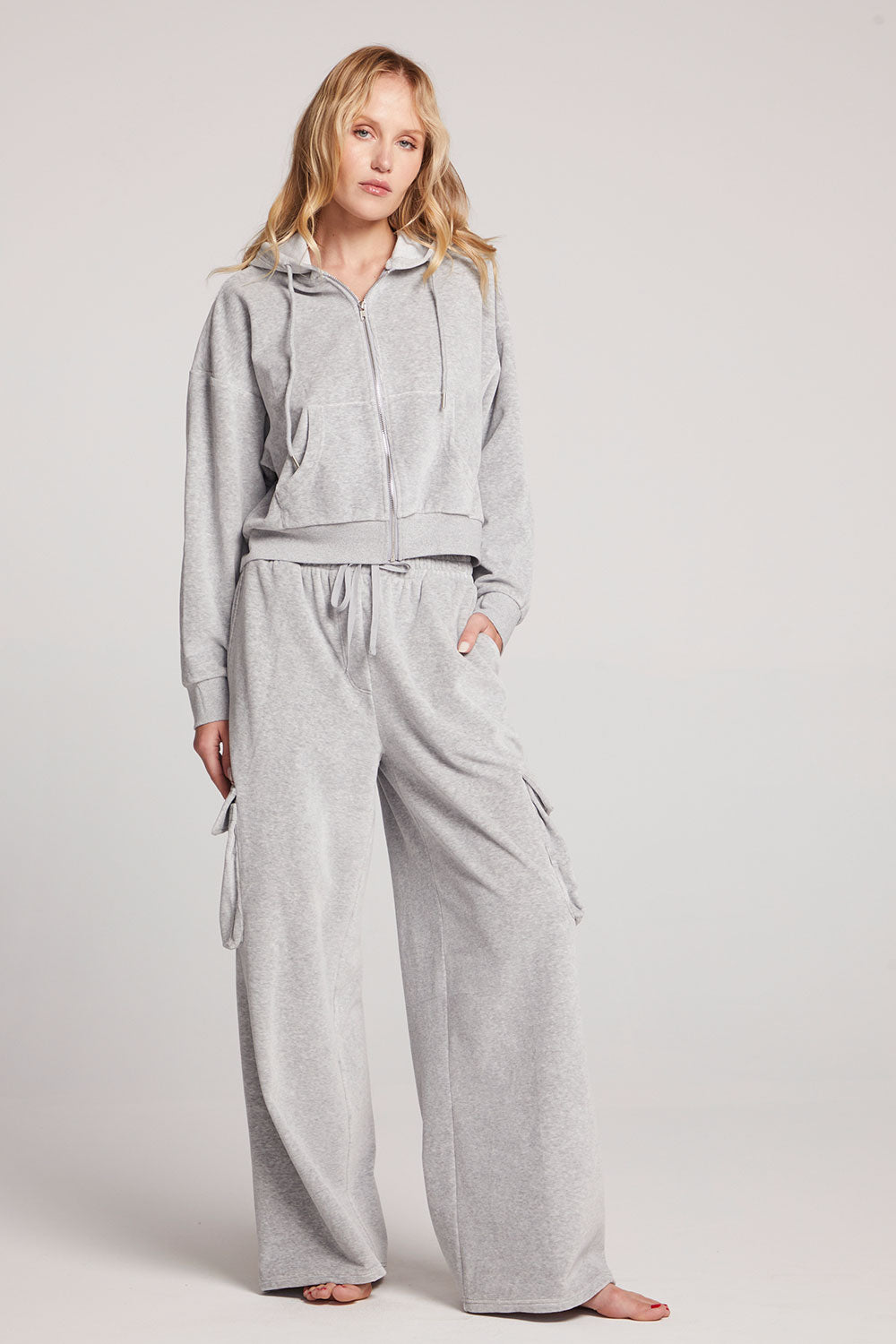 Abilene Light Heather Grey Zip Up Womens chaserbrand