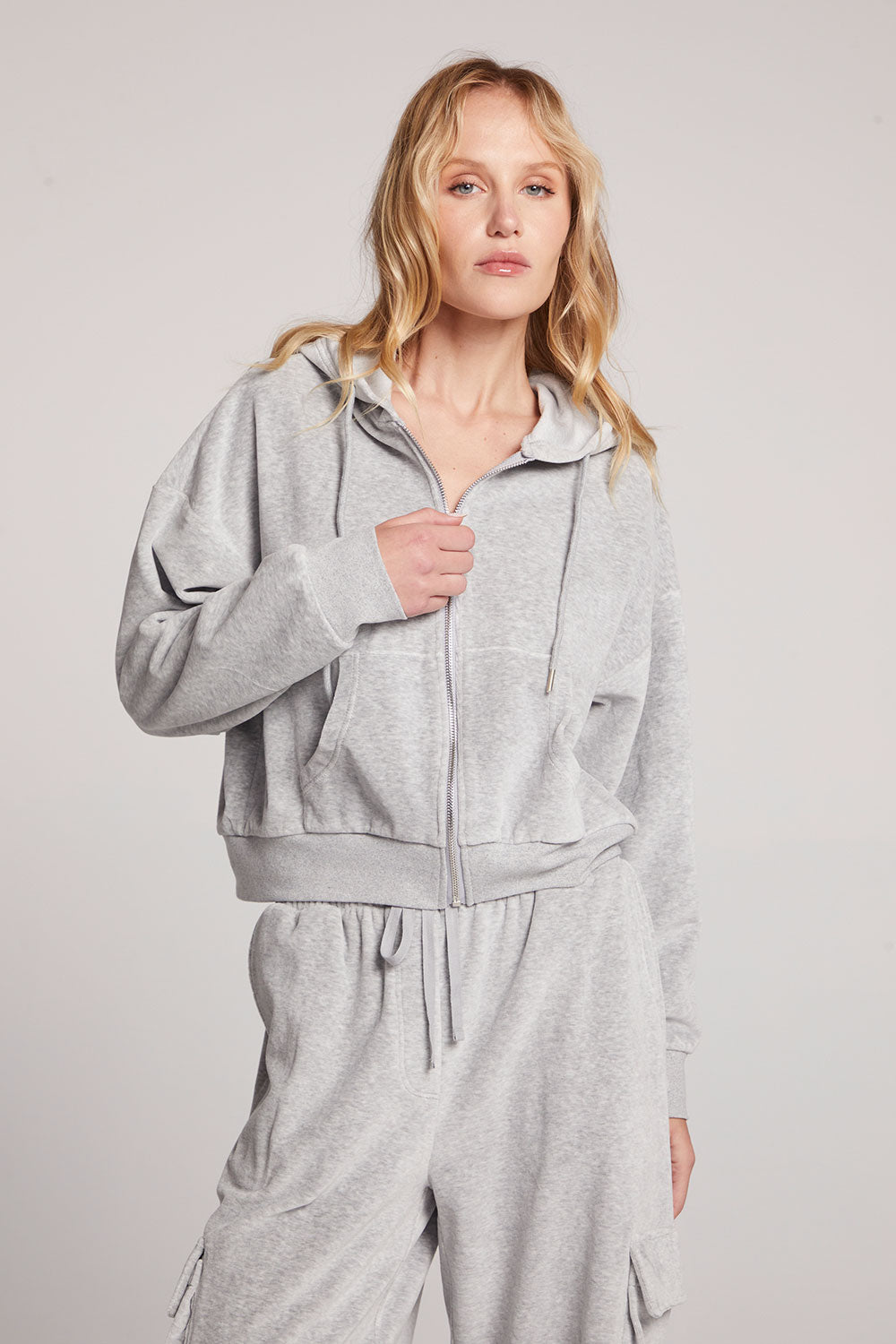 Abilene Light Heather Grey Zip Up Womens chaserbrand