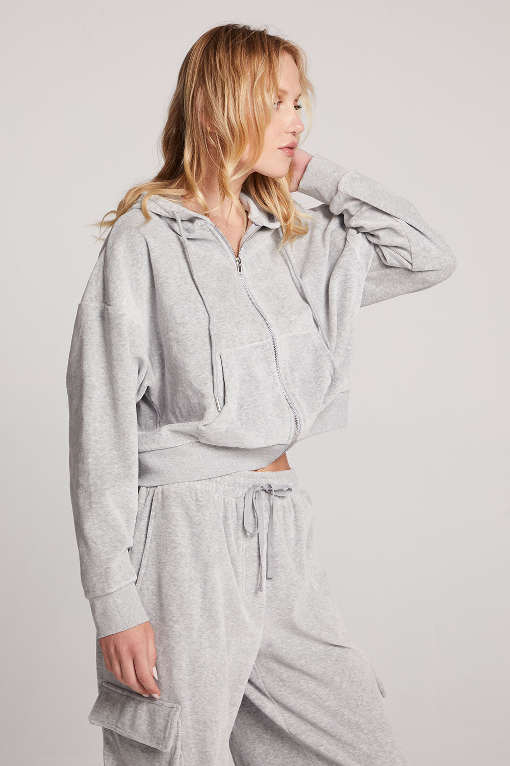 Abilene Light Heather Grey Zip Up Womens chaserbrand