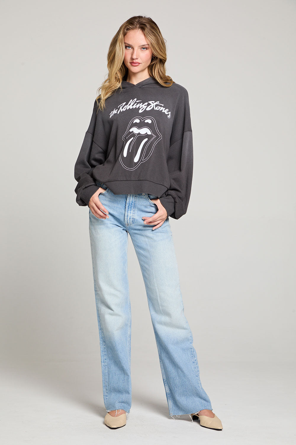 The Rolling Stones Stitched Tongue Logo Pullover Hoodie WOMENS chaserbrand