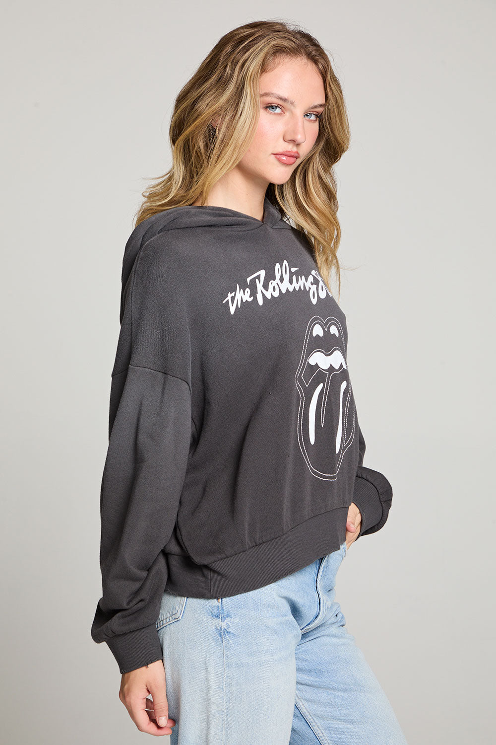 The Rolling Stones Stitched Tongue Logo Pullover Hoodie WOMENS chaserbrand
