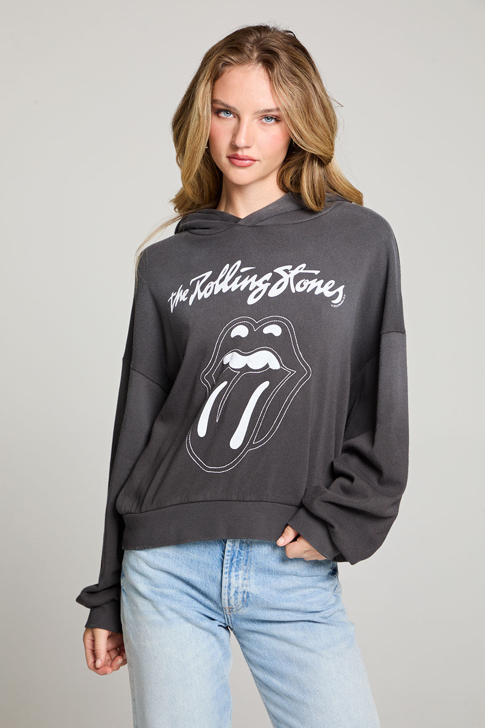 The Rolling Stones Stitched Tongue Logo Pullover Hoodie WOMENS chaserbrand