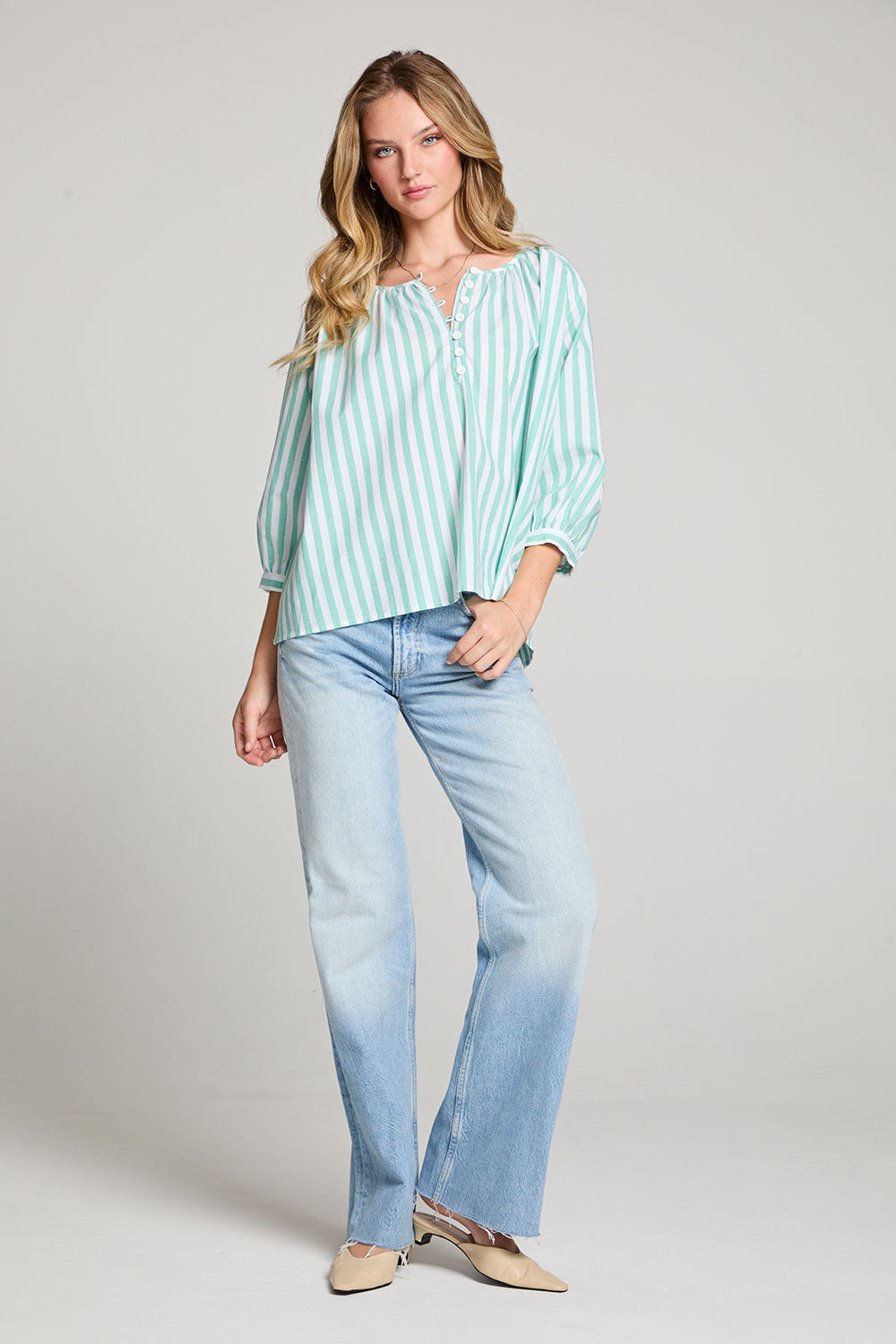 Cody Aloe Stripe Blouse WOMENS chaserbrand