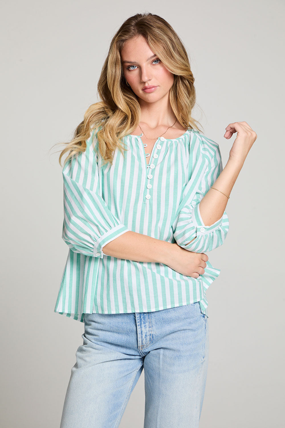 Cody Aloe Stripe Blouse WOMENS chaserbrand