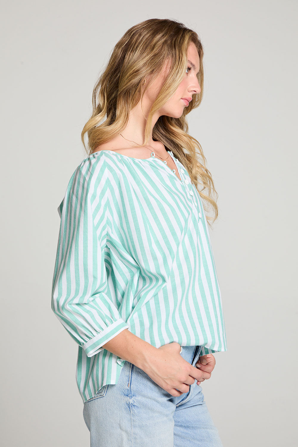 Cody Aloe Stripe Blouse WOMENS chaserbrand
