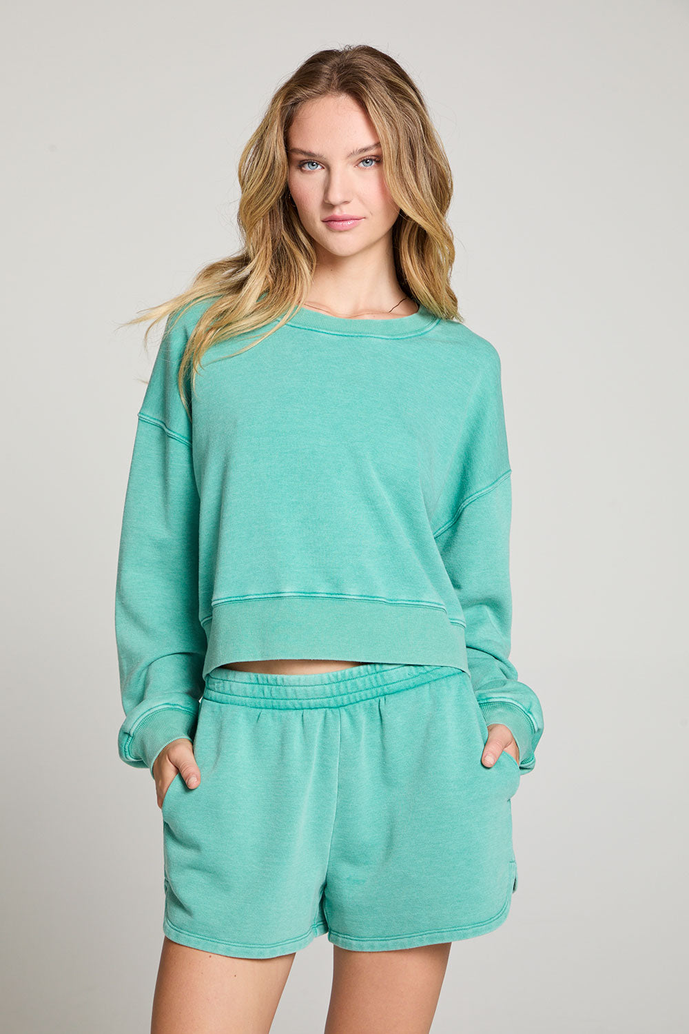 Casbah Clover Green Crop Pullover WOMENS chaserbrand