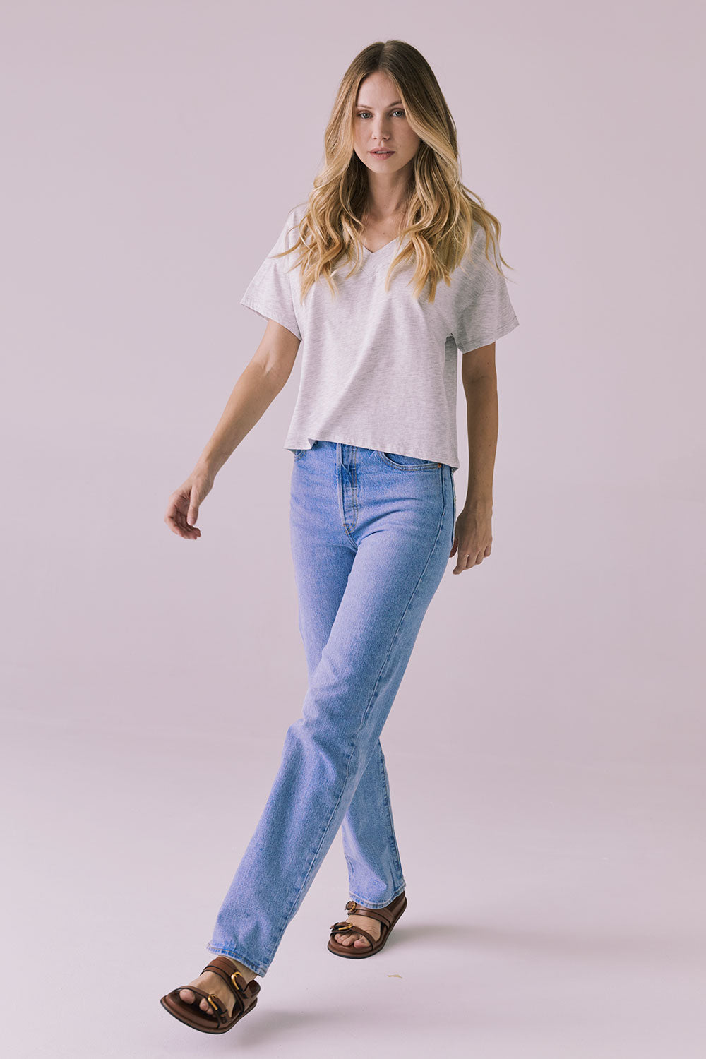 Mazzy Light Heather Grey Tee Womens chaserbrand