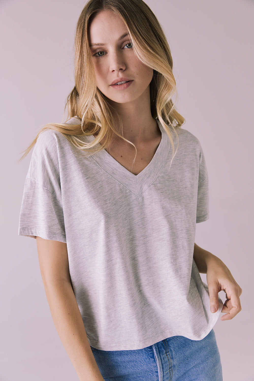 Mazzy Light Heather Grey Tee Womens chaserbrand