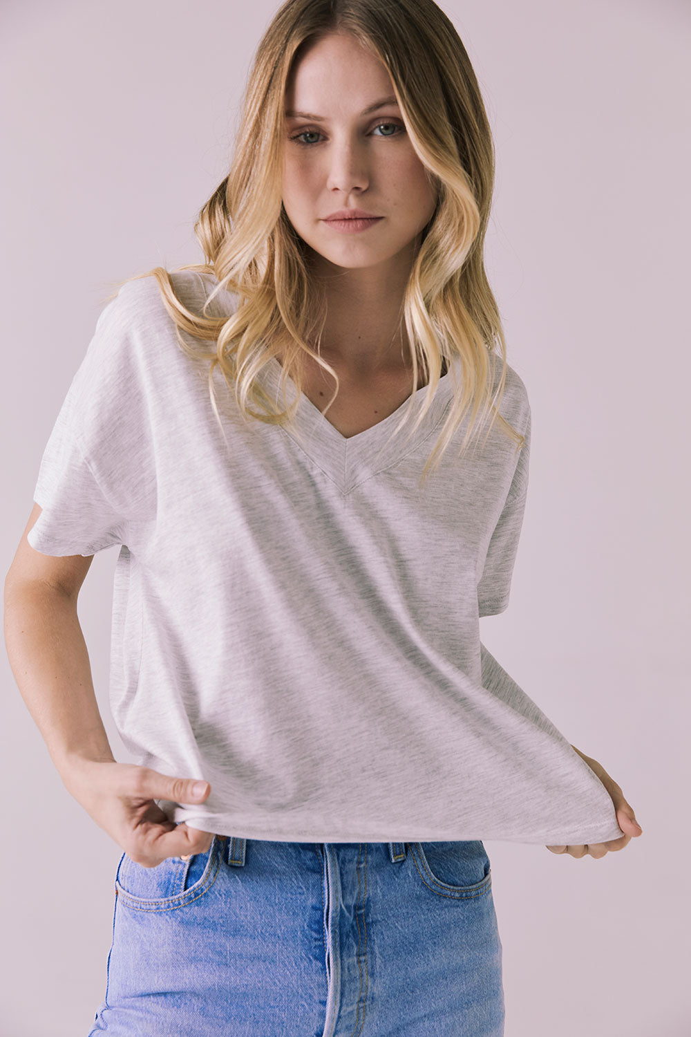 Mazzy Light Heather Grey Tee Womens chaserbrand