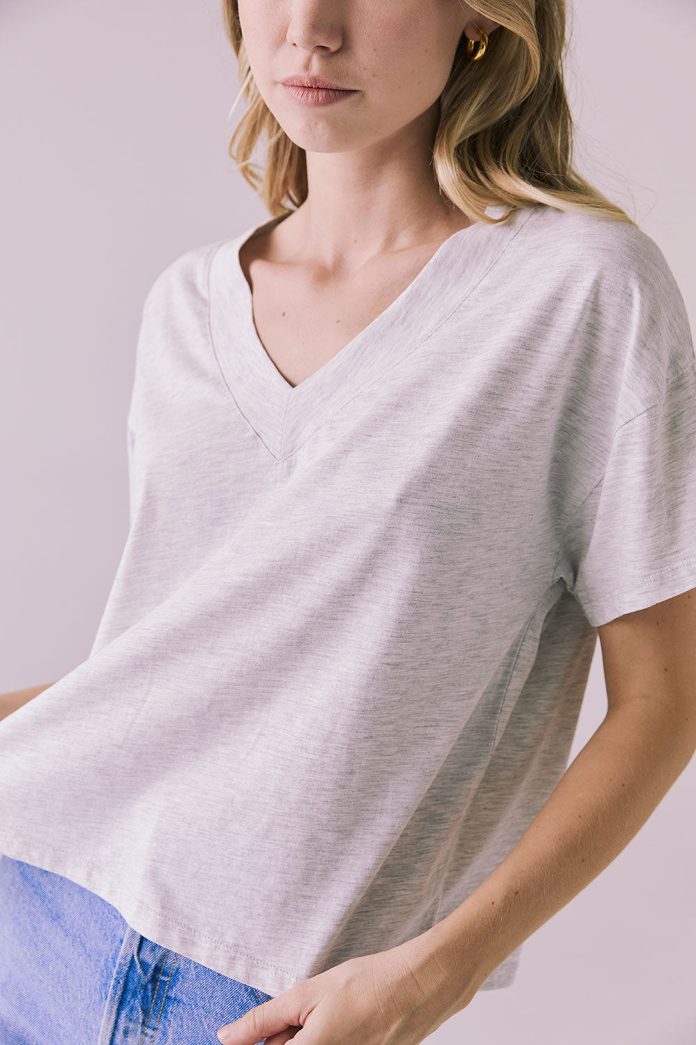 Mazzy Light Heather Grey Tee Womens chaserbrand
