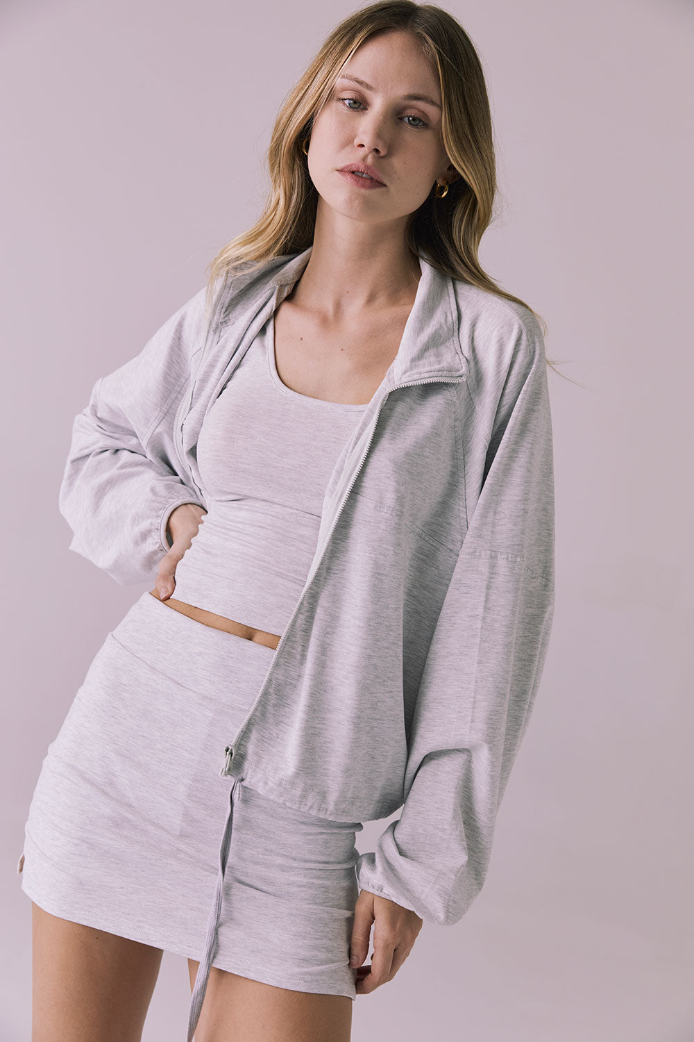 Mccartneyyy Light Heather Gray Zip Up Womens chaserbrand