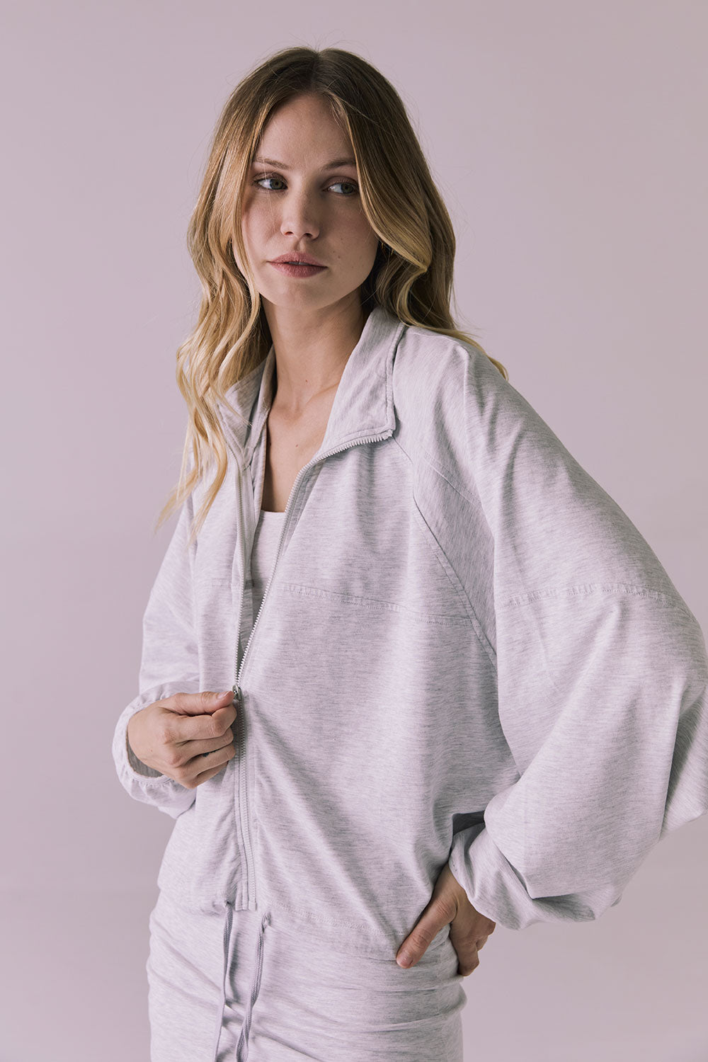 Mccartneyyy Light Heather Gray Zip Up Womens chaserbrand