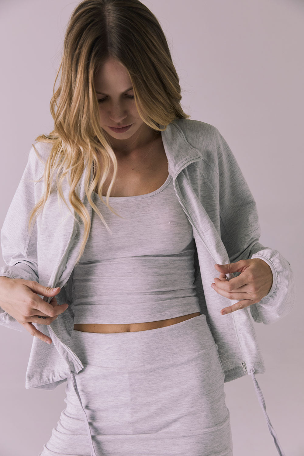 Mccartneyyy Light Heather Gray Zip Up Womens chaserbrand