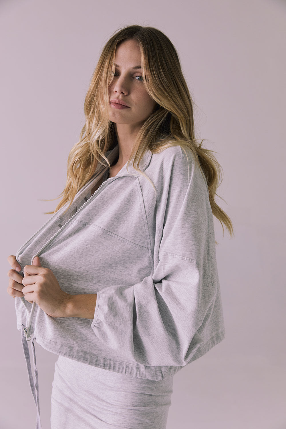 Mccartneyyy Light Heather Gray Zip Up Womens chaserbrand
