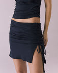 Alisha Licorice Black Mini Skirt Womens chaserbrand