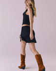 Alisha Licorice Black Mini Skirt Womens chaserbrand