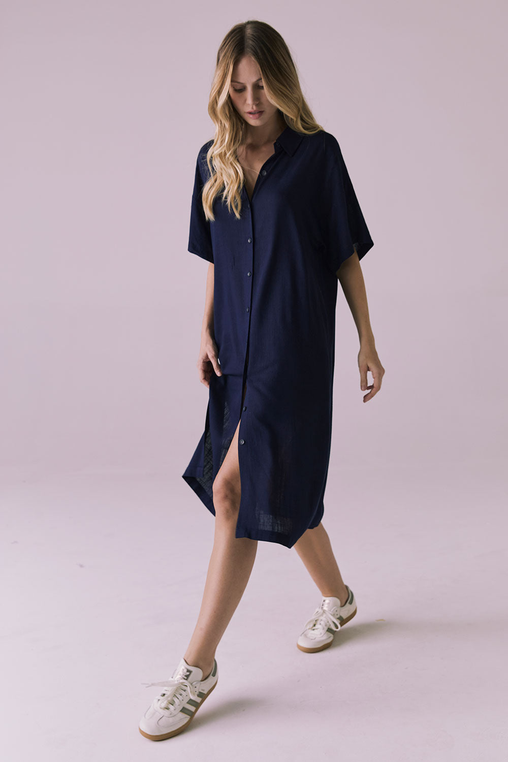 Seaside Navy Button Up Dress Womens chaserbrand