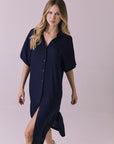 Seaside Navy Button Up Dress Womens chaserbrand