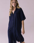 Seaside Navy Button Up Dress Womens chaserbrand