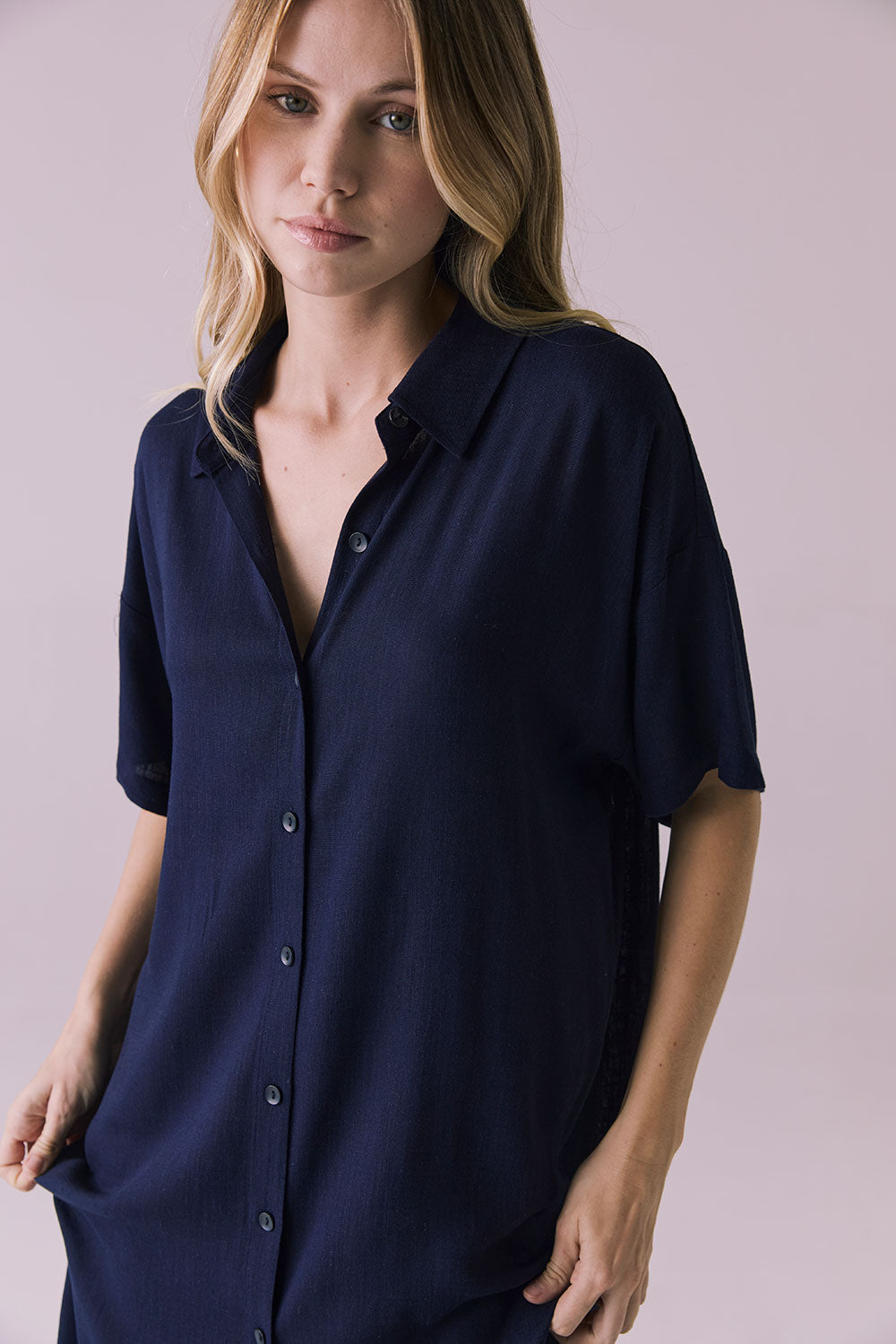Seaside Navy Button Up Dress Womens chaserbrand