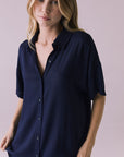 Seaside Navy Button Up Dress Womens chaserbrand