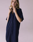 Seaside Navy Button Up Dress Womens chaserbrand