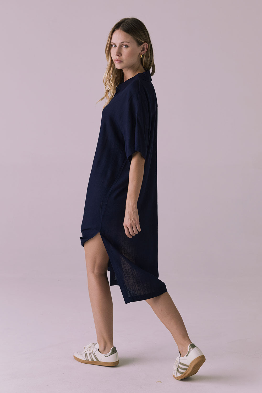 Seaside Navy Button Up Dress Womens chaserbrand