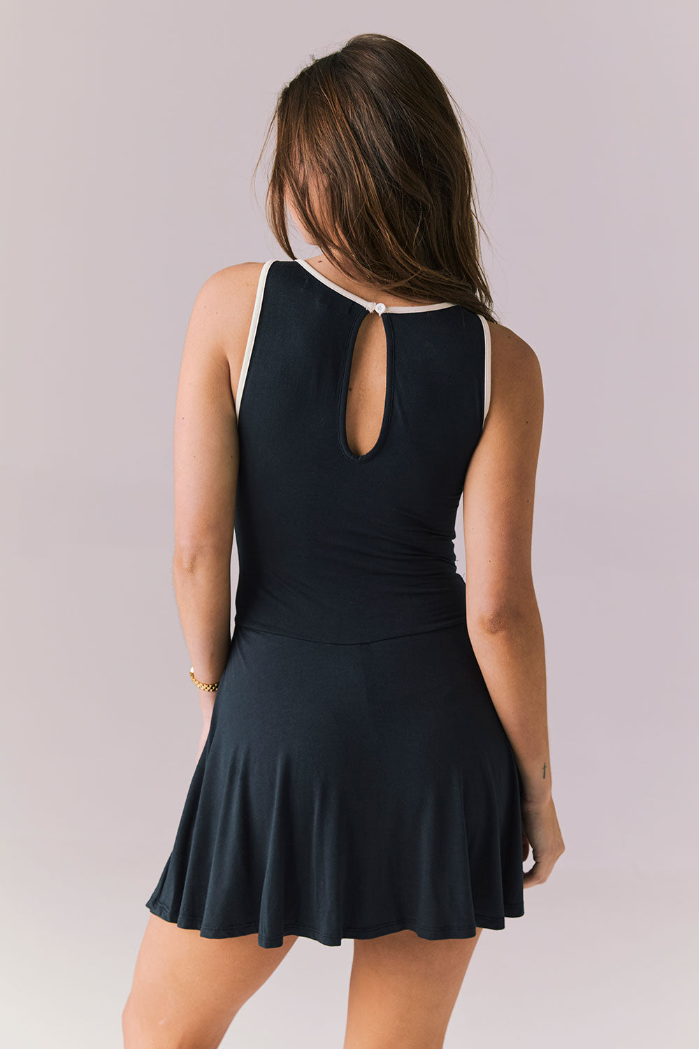 Myrina Licorice Black Mini Dress Womens chaserbrand