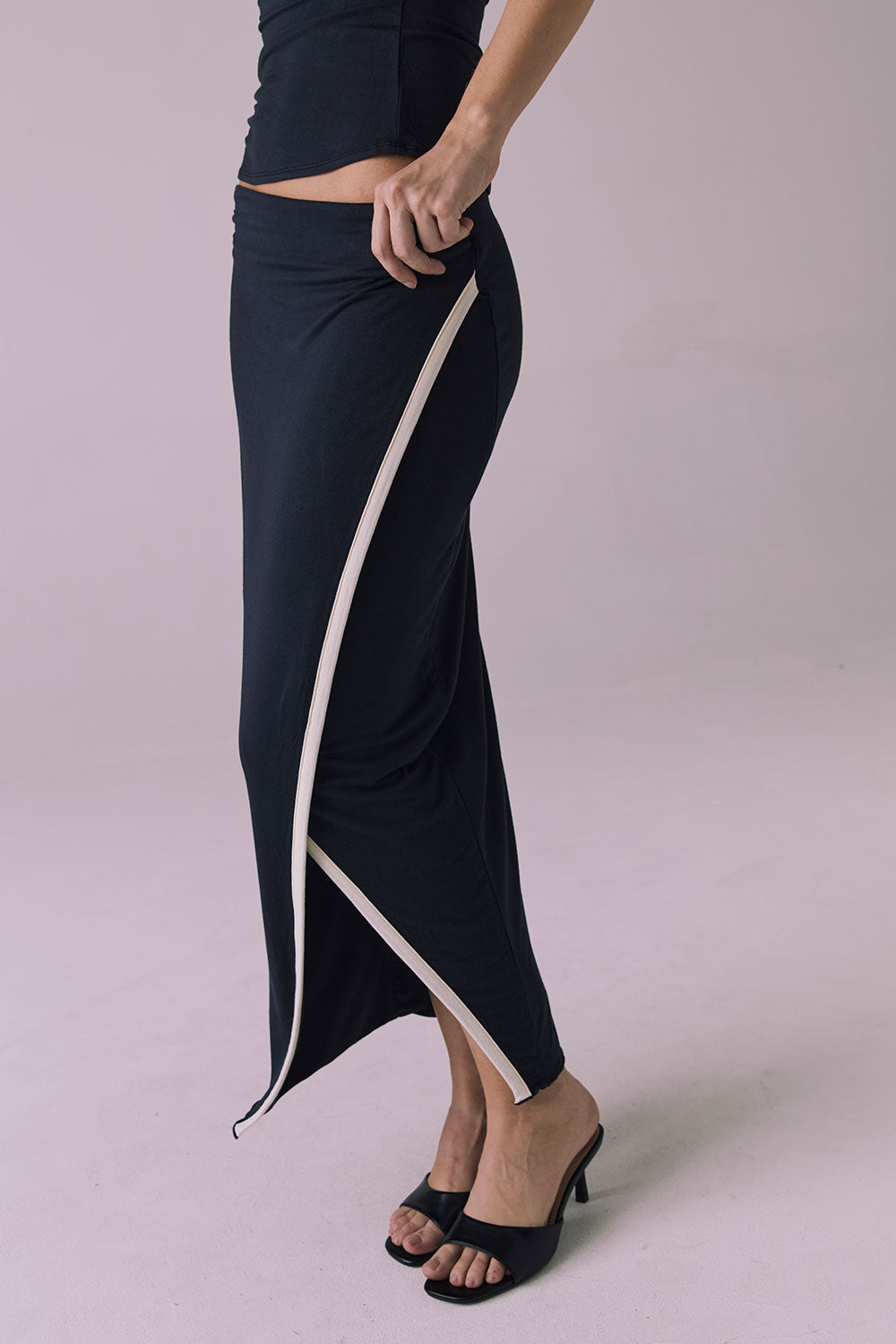 Tavira Licorice Black Midi Skirt Womens chaserbrand