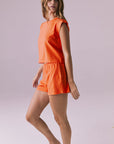 Cropped Neon Flare Cap Sleeve Crew Neck Tee Womens chaserbrand