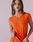 Cropped Neon Flare Cap Sleeve Crew Neck Tee Womens chaserbrand