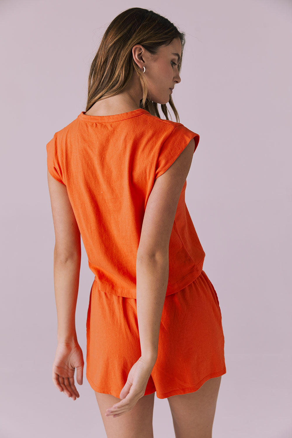 Cropped Neon Flare Cap Sleeve Crew Neck Tee Womens chaserbrand