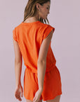 Cropped Neon Flare Cap Sleeve Crew Neck Tee Womens chaserbrand