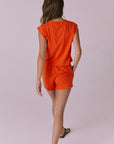 Cropped Neon Flare Cap Sleeve Crew Neck Tee Womens chaserbrand