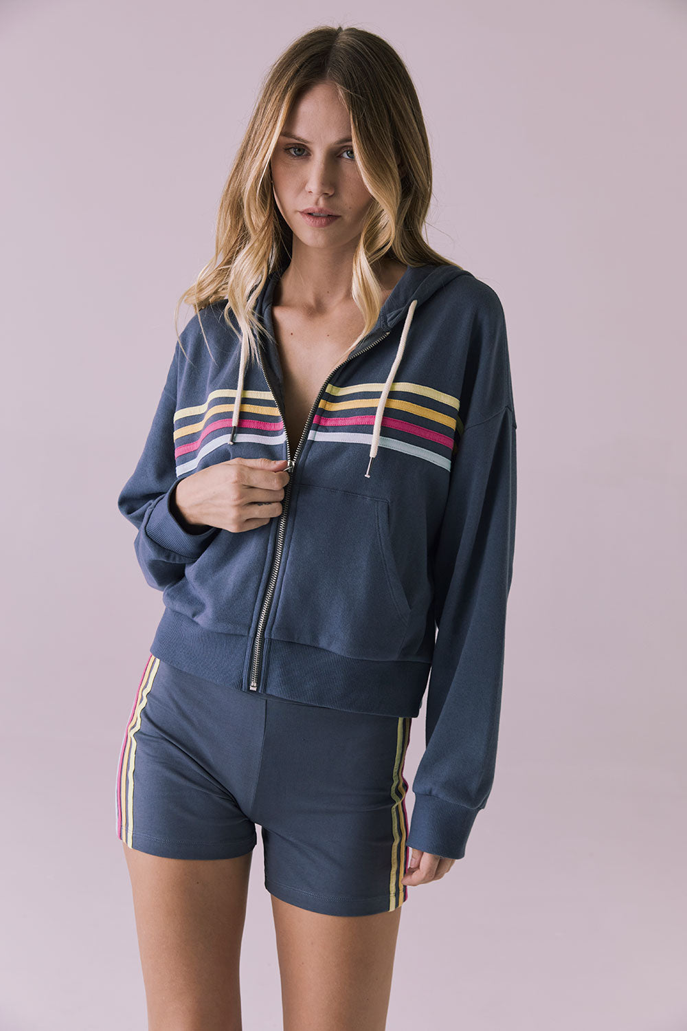 Contrast Strappings Zip Up Hoodie Womens chaserbrand